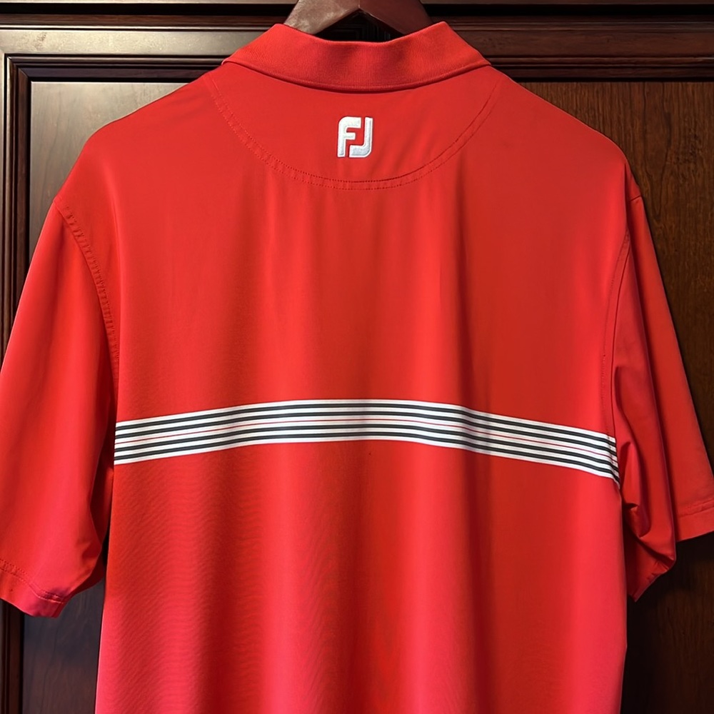Like New Condition Rare Foot Joy Vintage Men’s Classic Red Golf Mid Striped Polo - Picture 7 of 8